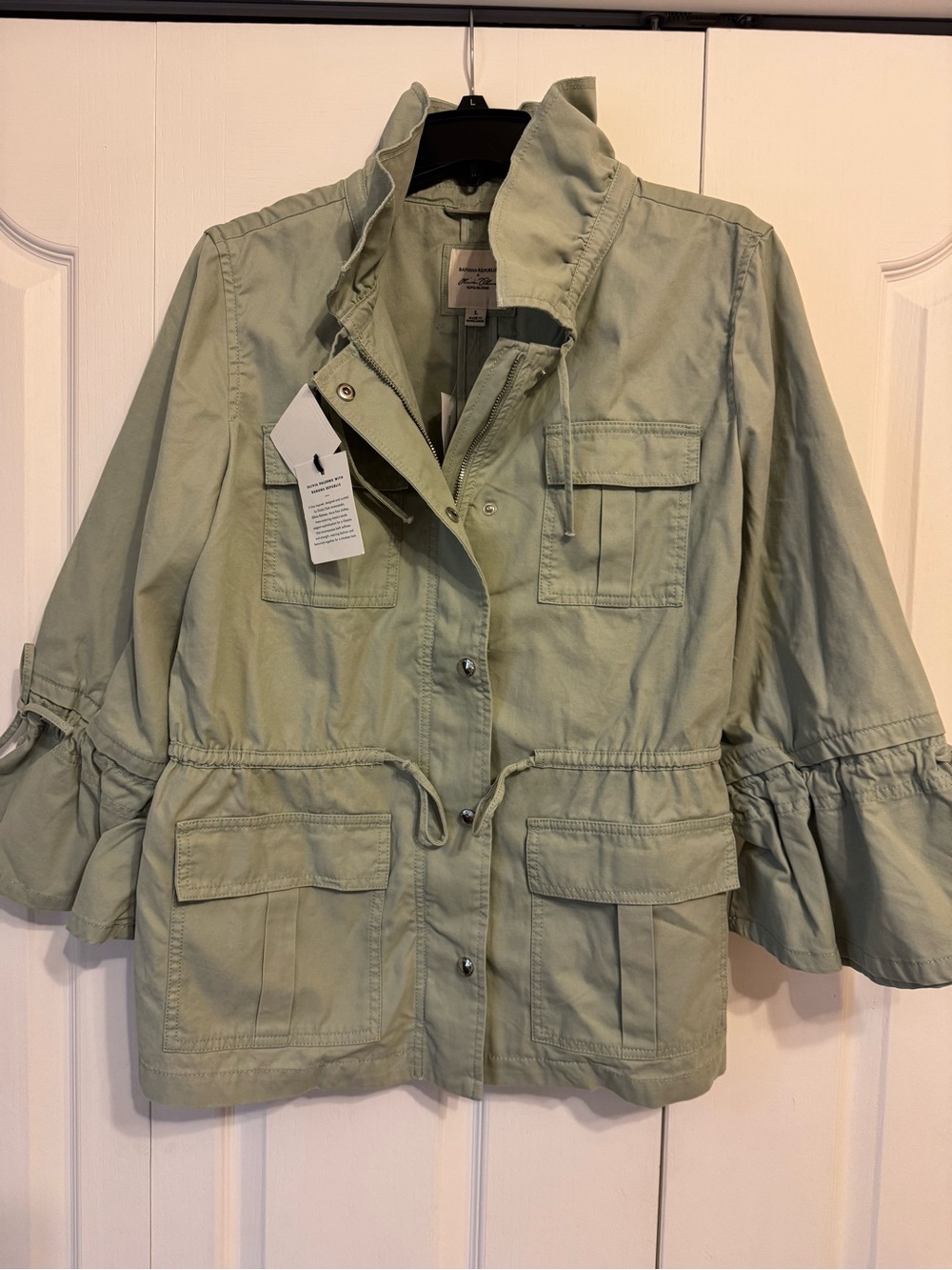 Banana Republic Sage Mint Ruffle-Sleeve Utility Jacket